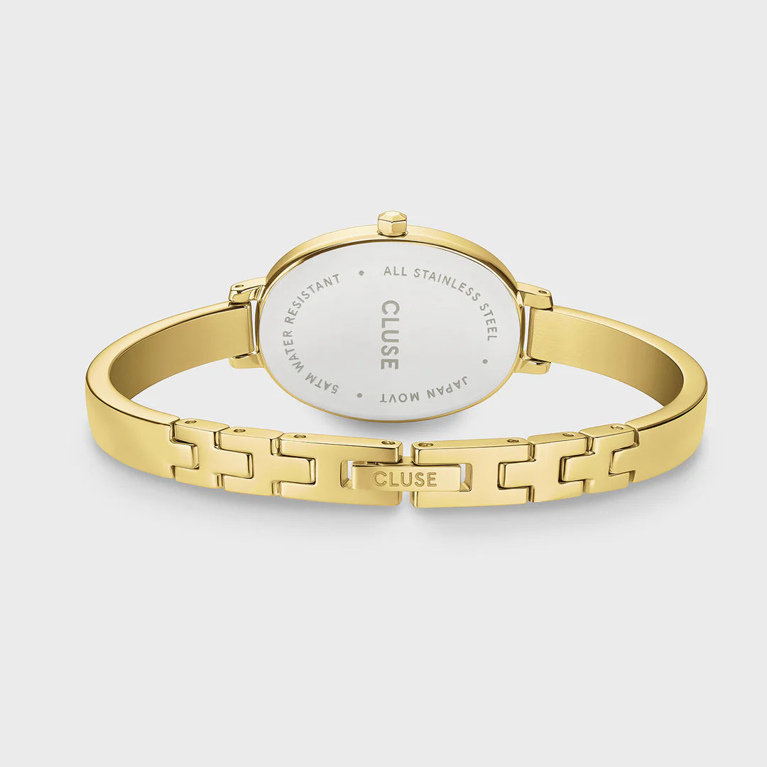 L'Ovale Watch Steel, Olive, Gold Colour