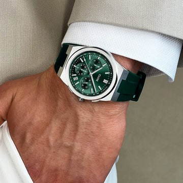 Cluse Vigoureux Chrono Watch Silicone Green, Silver Colour