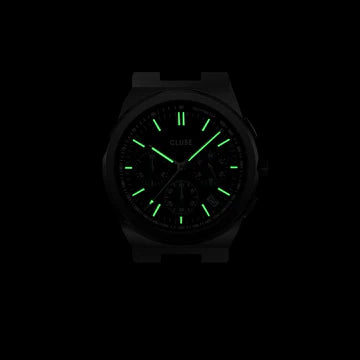 Cluse Vigoureux Chrono Watch Silicone Green, Silver Colour