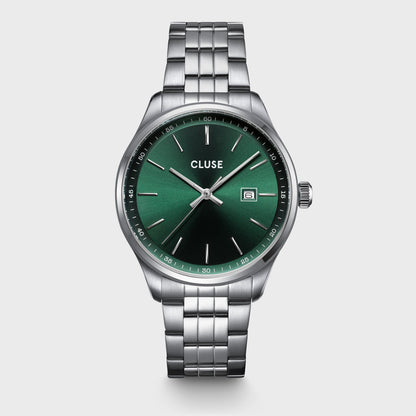 Cluse Anthéor Watch Steel Green, Silver Colour