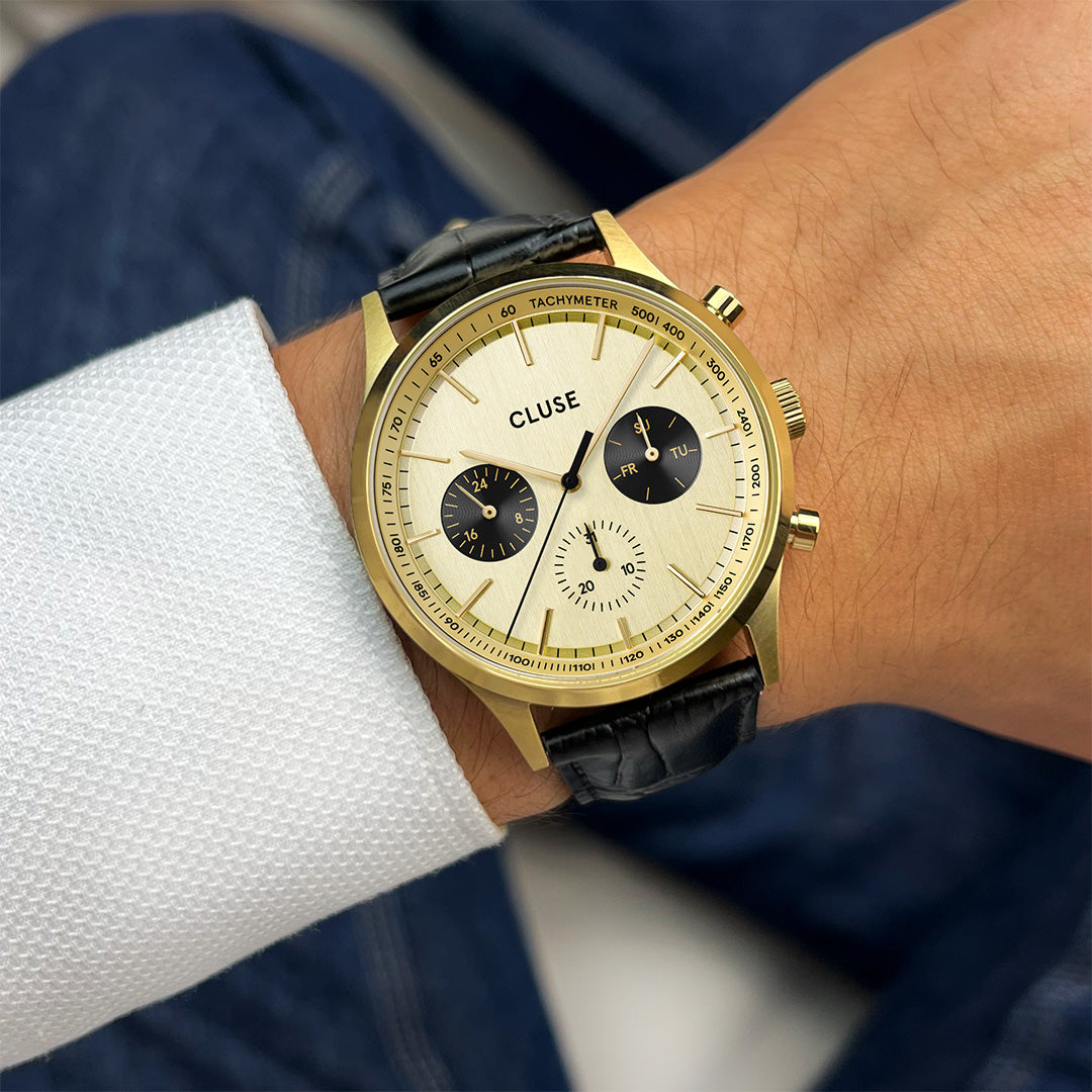 Cluse Anthéor Multifunction Watch leather, Gold, Gold Colour