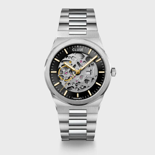 Cluse Vigoureux Automatic Watch Steel, Black, Silver Colour