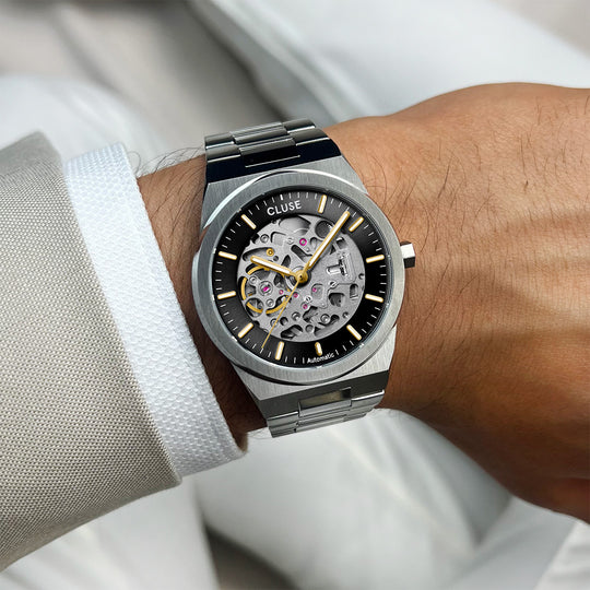 Cluse Vigoureux Automatic Watch Steel, Black, Silver Colour