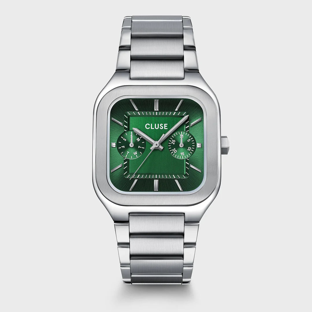 Quadrus Multifunction Watch Steel, Green, Silver Colour