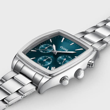 Cluse Quartaut Chrono Watch Steel, Blue, Silver Colour
