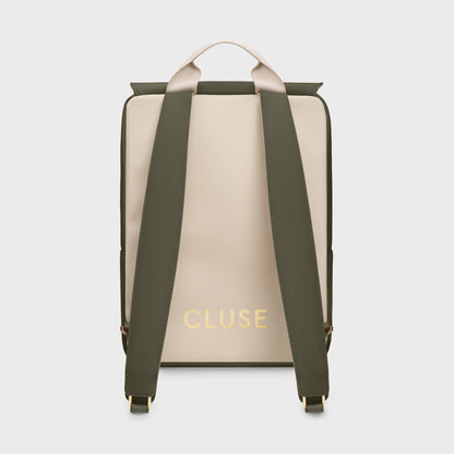 CluseNuitée Backpack, Dark Green Beige, Gold Colour