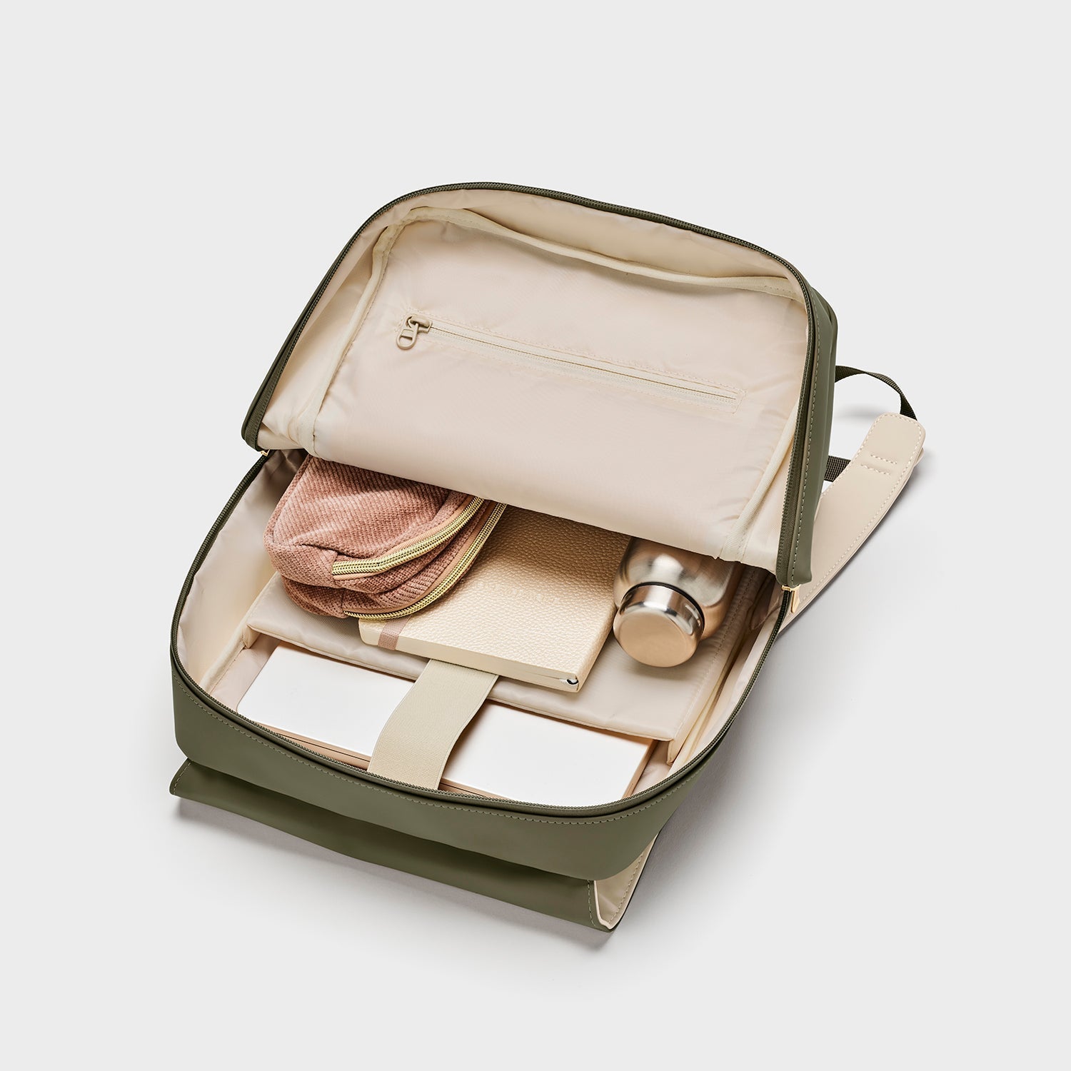 CluseNuitée Backpack, Dark Green Beige, Gold Colour