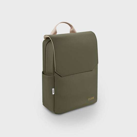 CluseNuitée Backpack, Dark Green Beige, Gold Colour