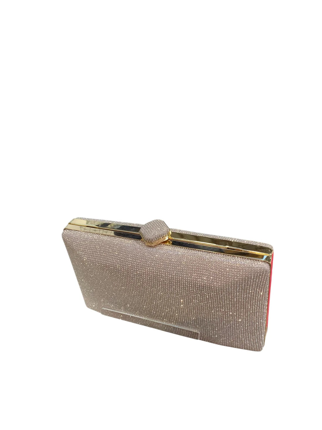 Blush Clutch With Large Diamante Button Clasp Closure