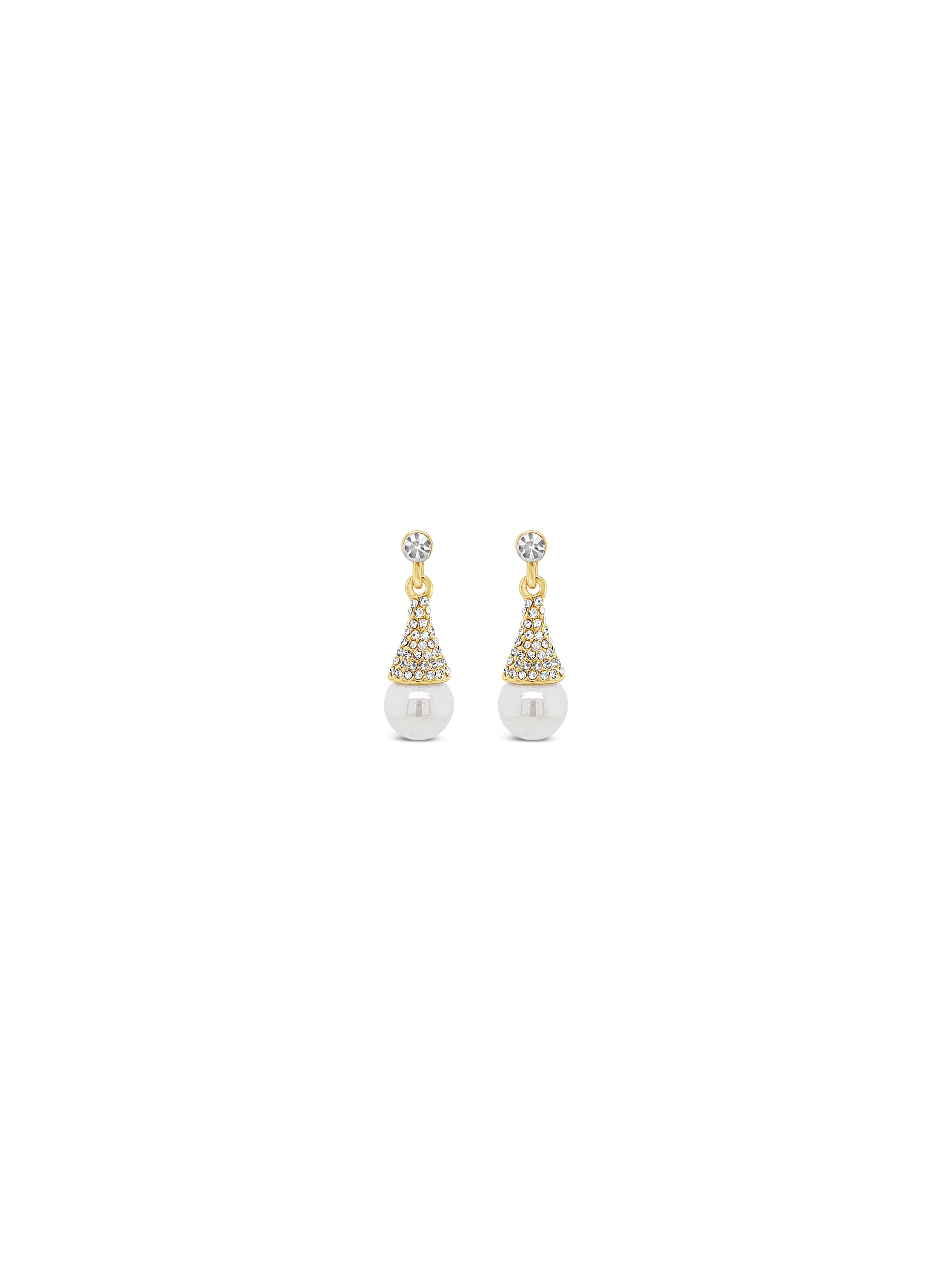 Absolute Gold Pearl Long Pendant And Drop Earrings Set