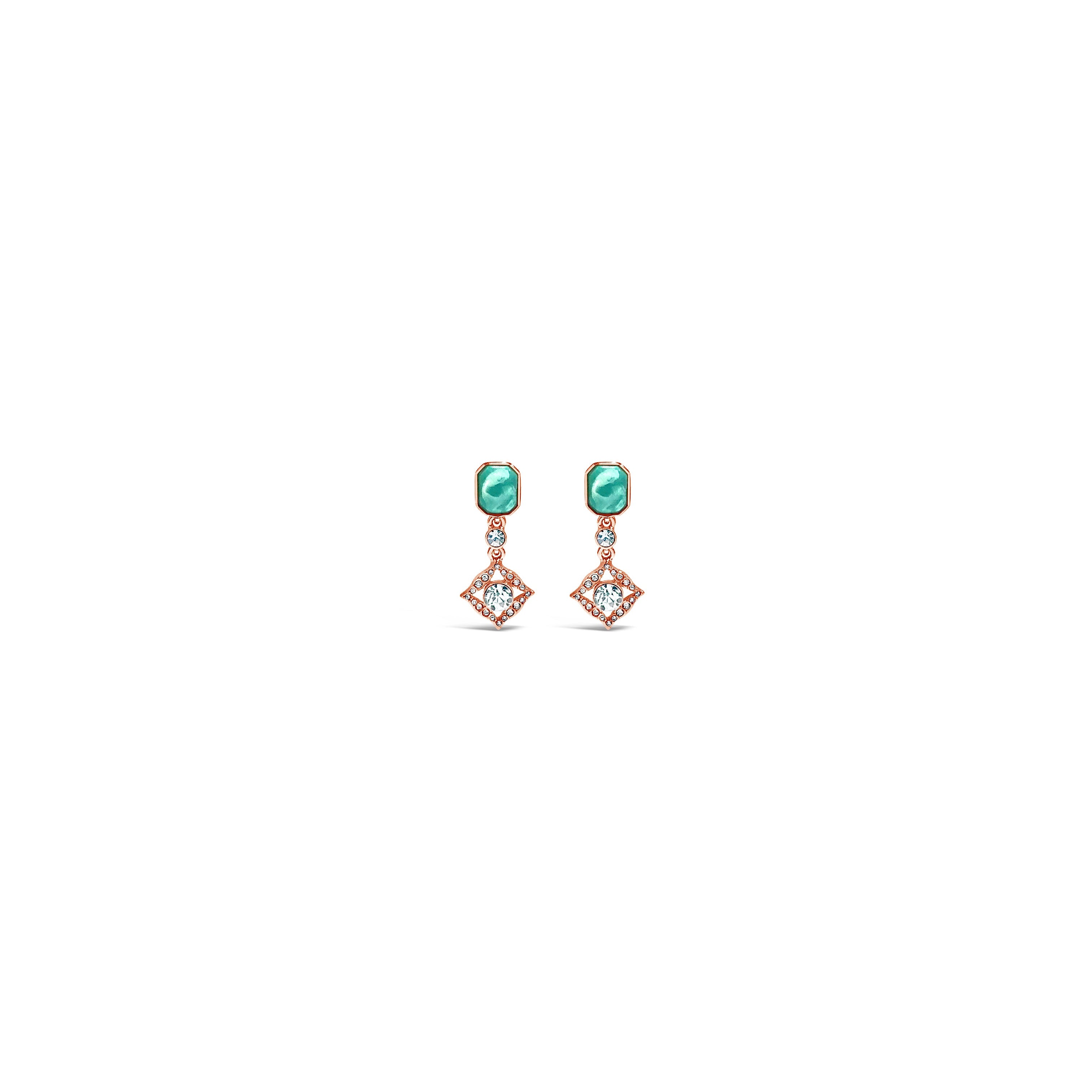 Absolute Rose Gold Aqua Pendant And Earrings Set