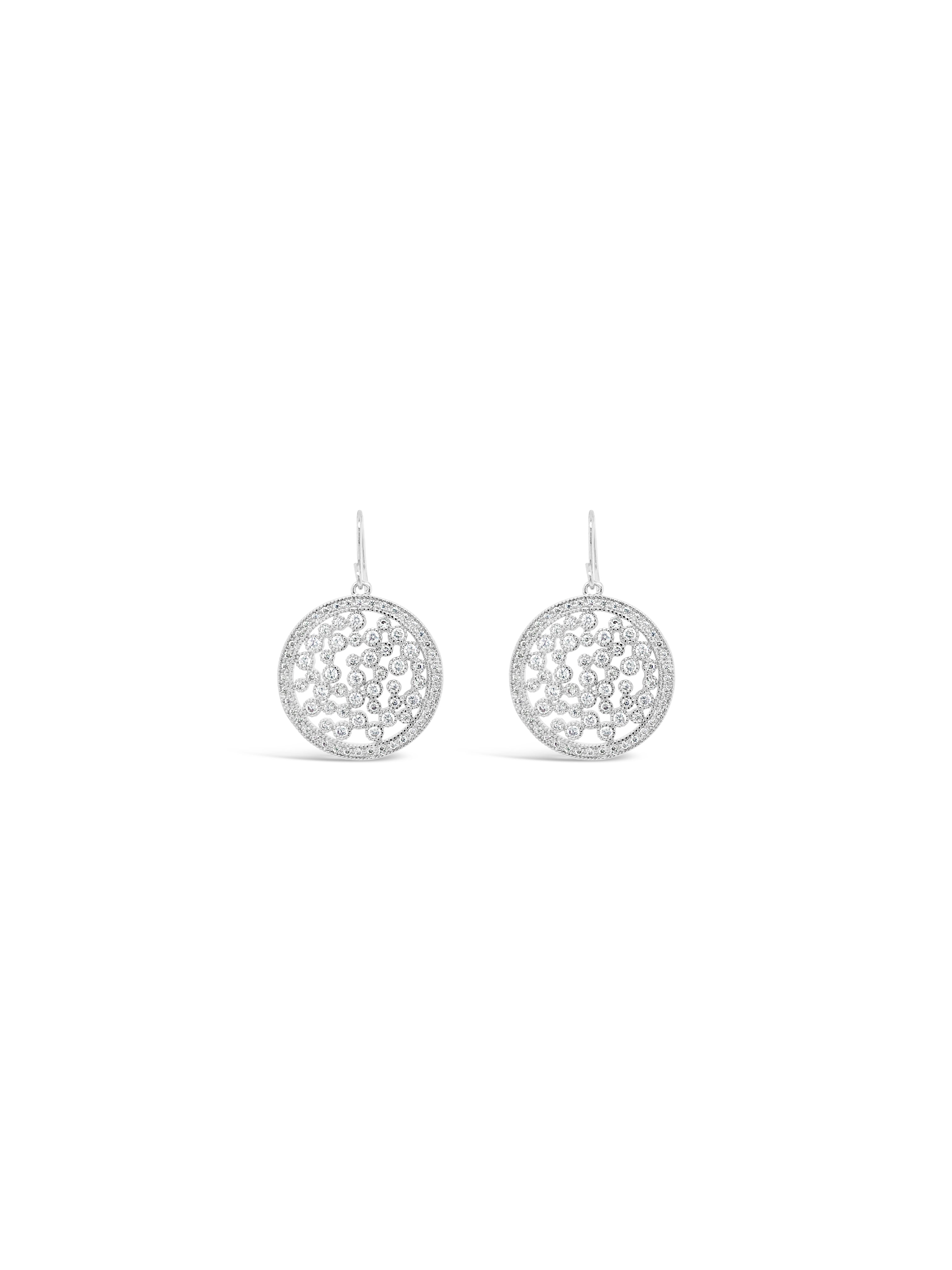 Absolute Silver Cubic Zicona Double Layered Circle Pendant And Earrings