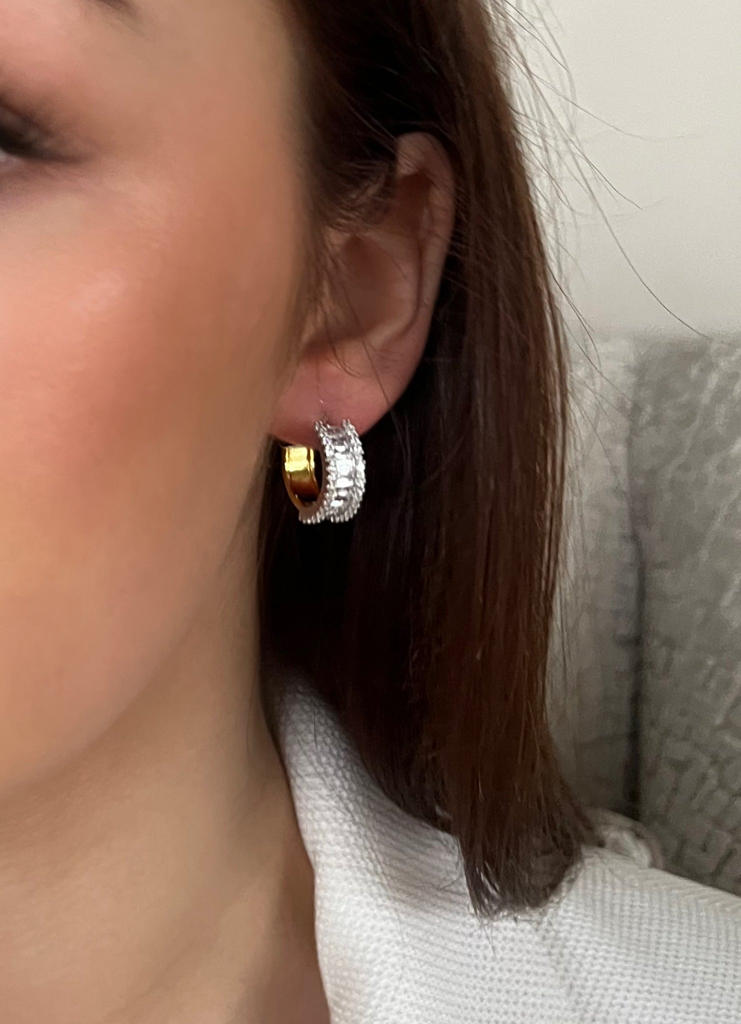 Absolute Gold Hoops with clear stones
