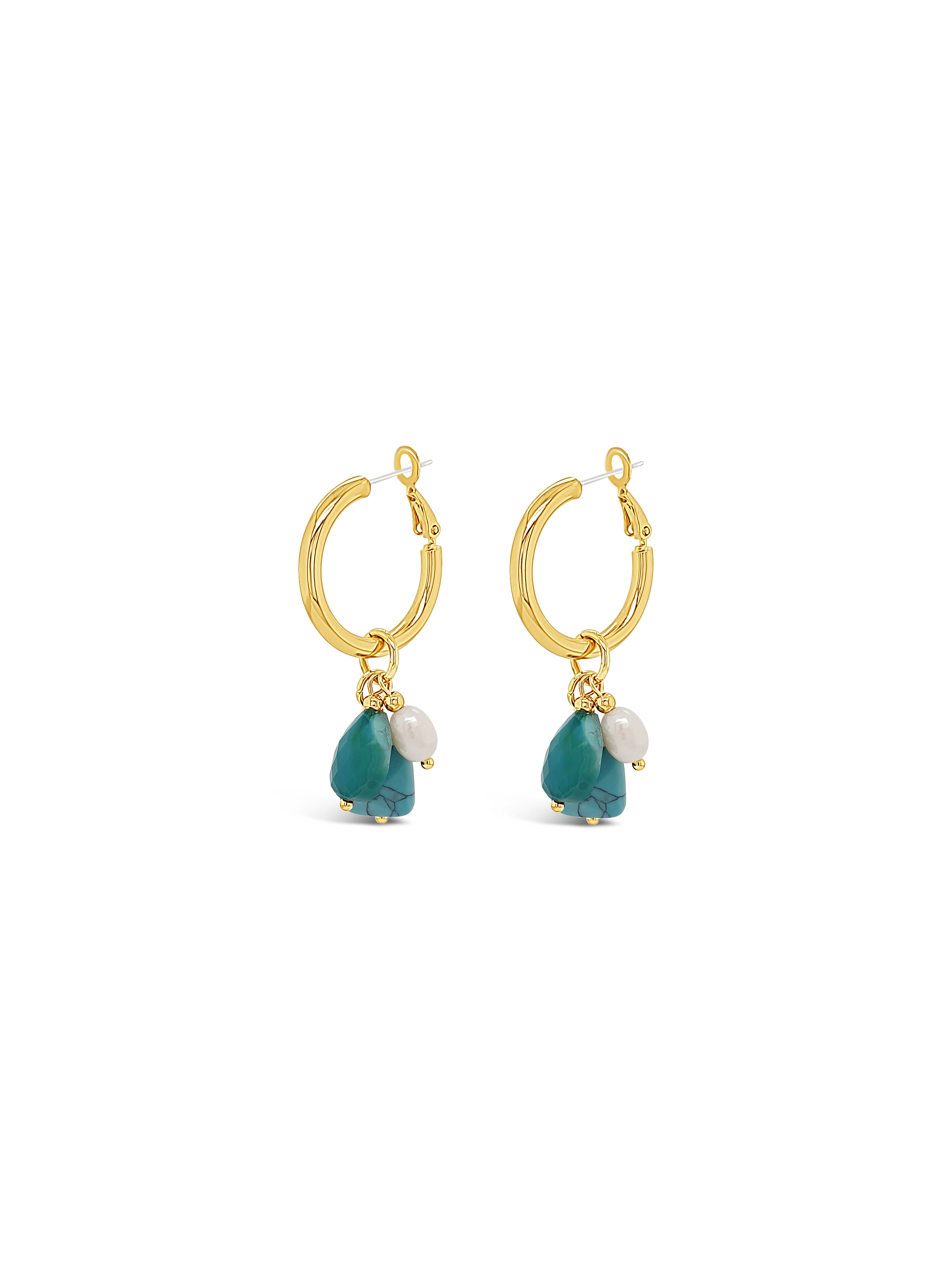 Absolute Gold and Turquoise Drop Cluster Earrings