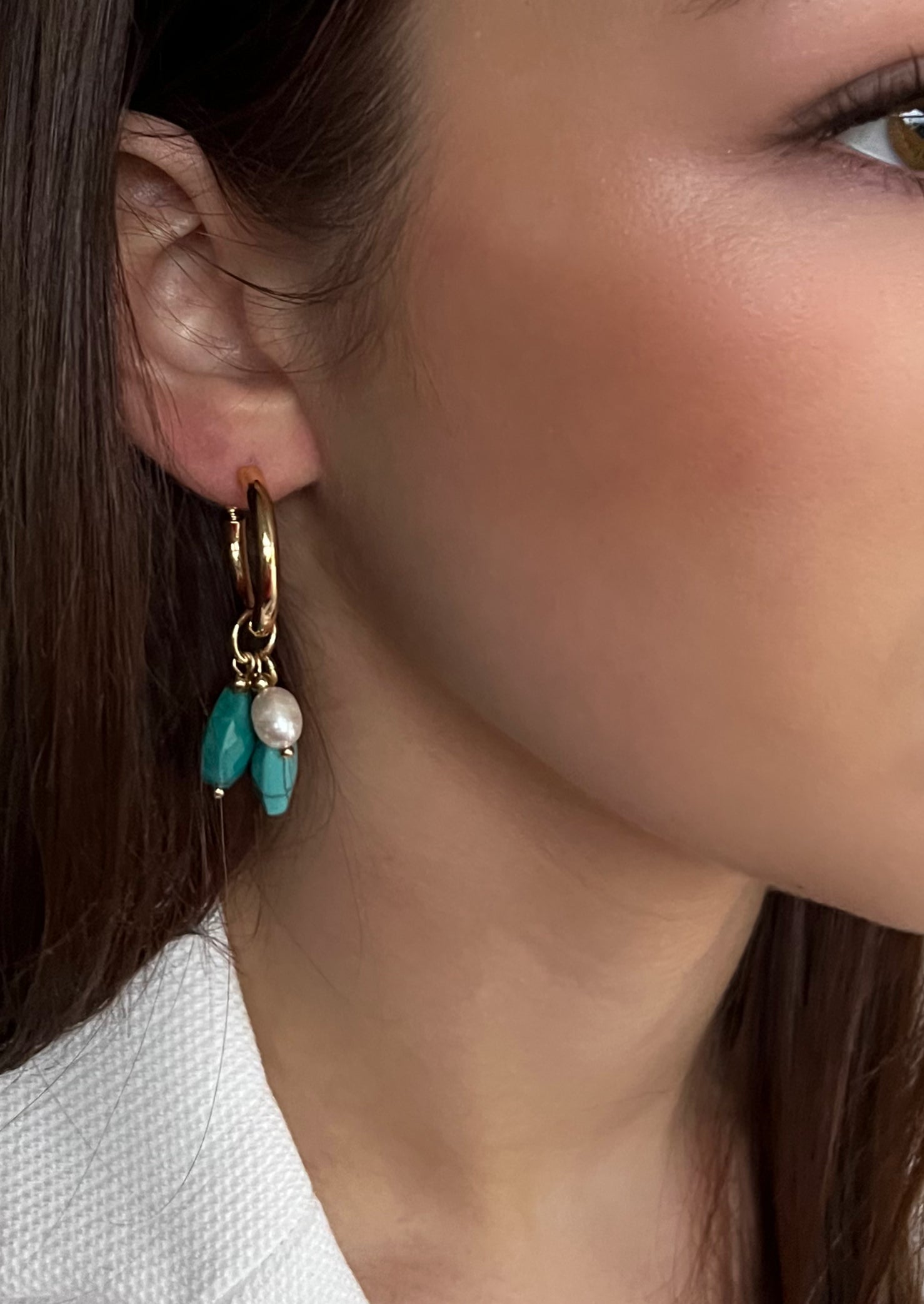 Absolute Gold and Turquoise Drop Cluster Earrings