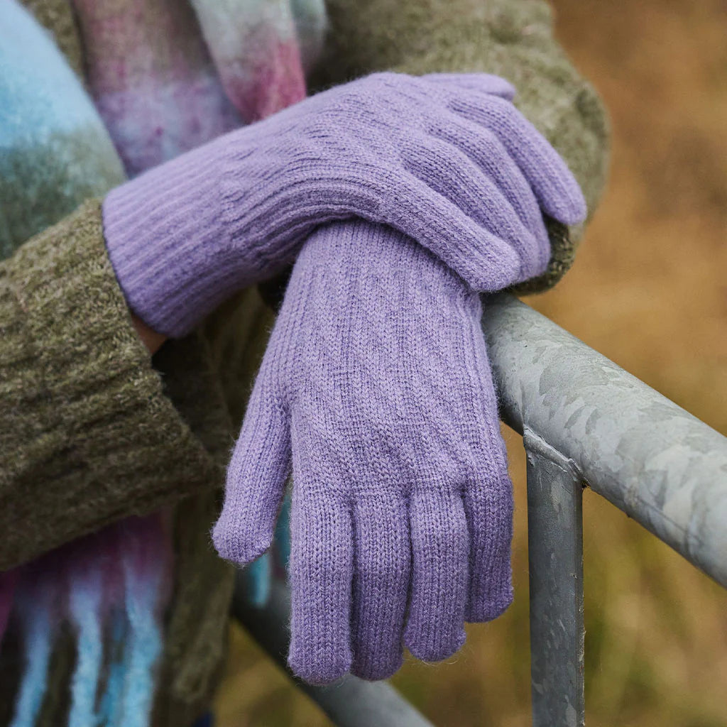 Freya Cable Knit Gloves Lilac