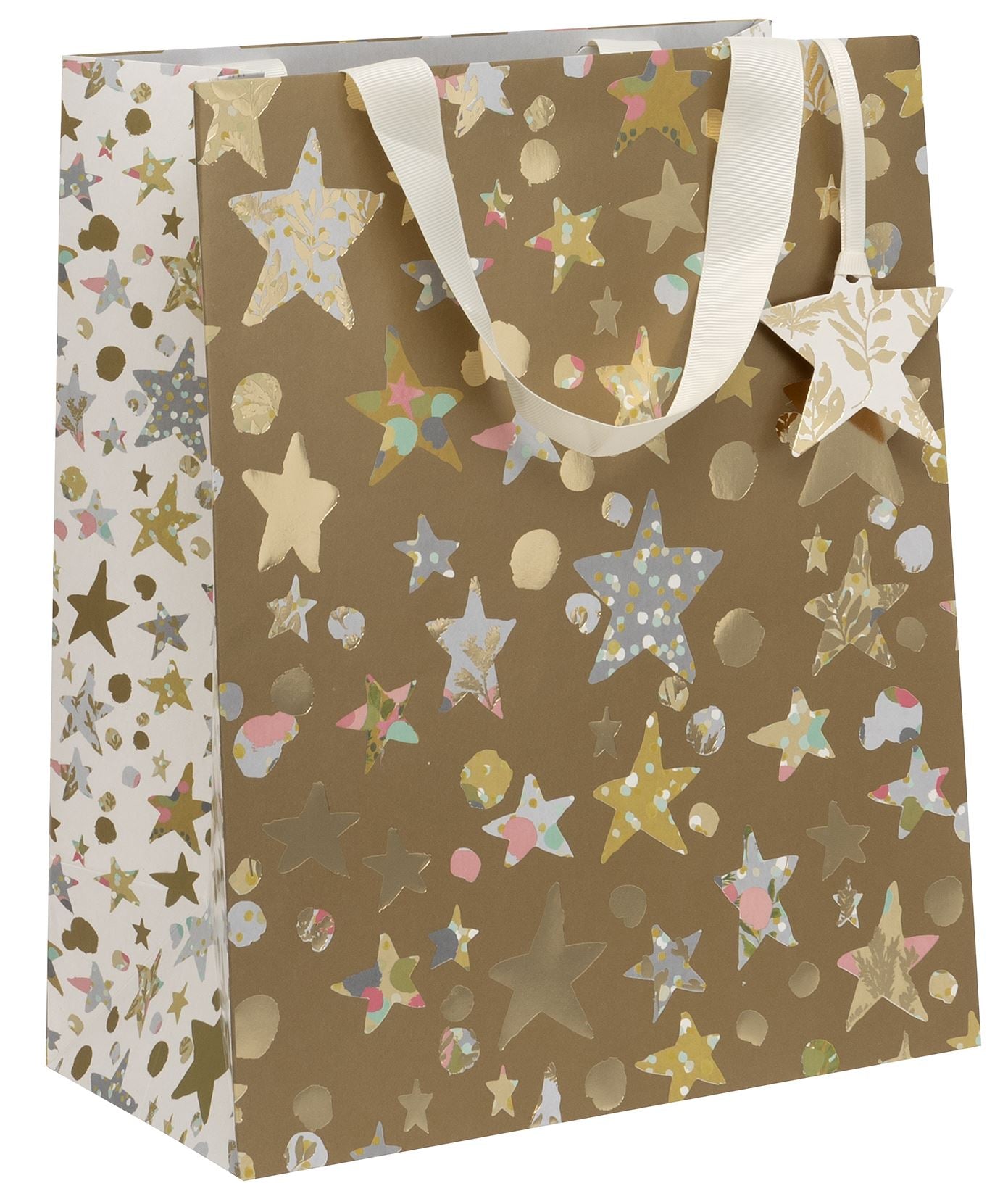 Gold Multi Star Large Gift Bag