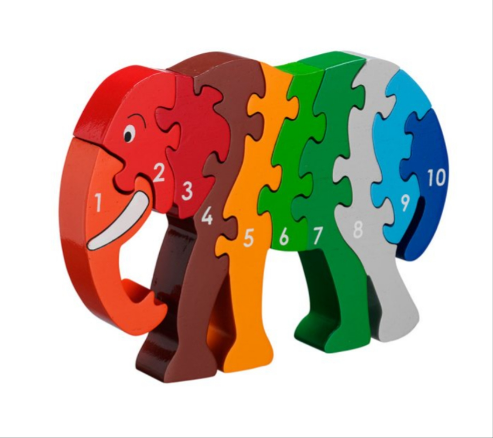Wooden elephant number 1-10 jigsaw puzzle