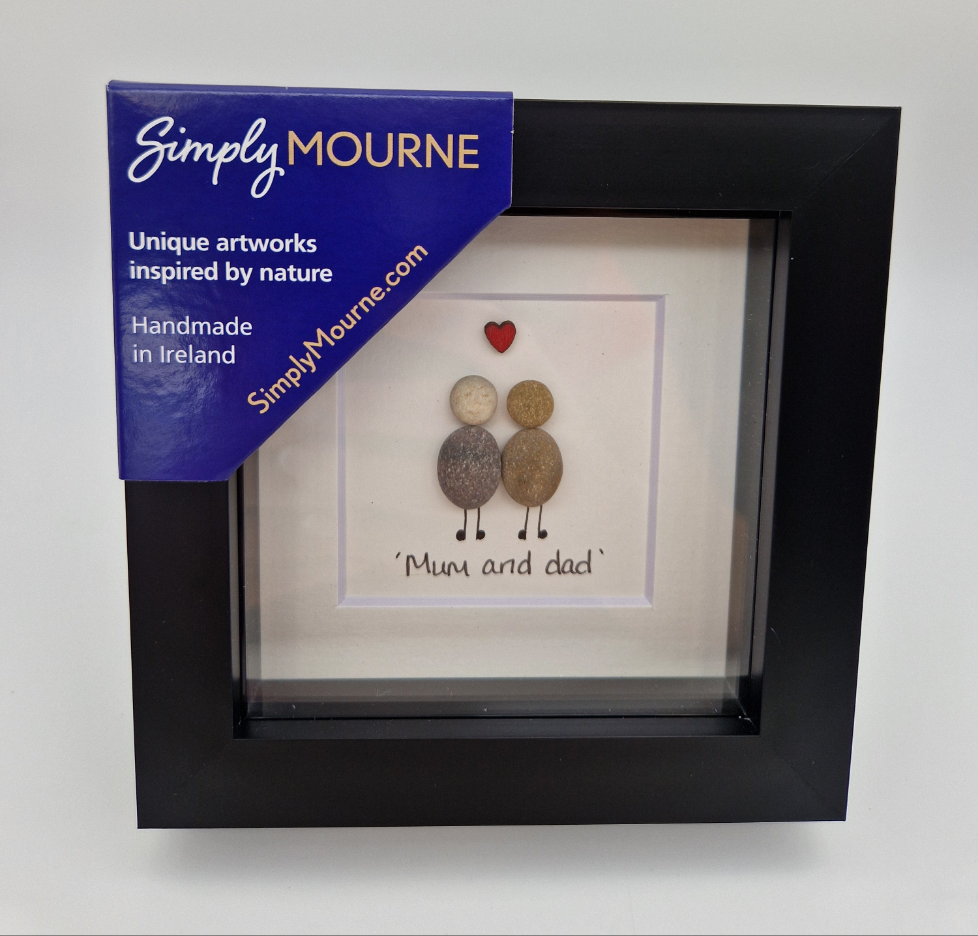Mum And Dad Pebble Art 4x4" Black Frame