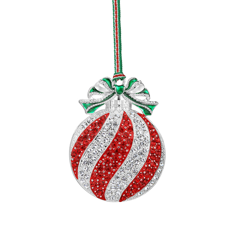 Newbridge Red & Clear Stone Bauble Christmas Tree Decoration