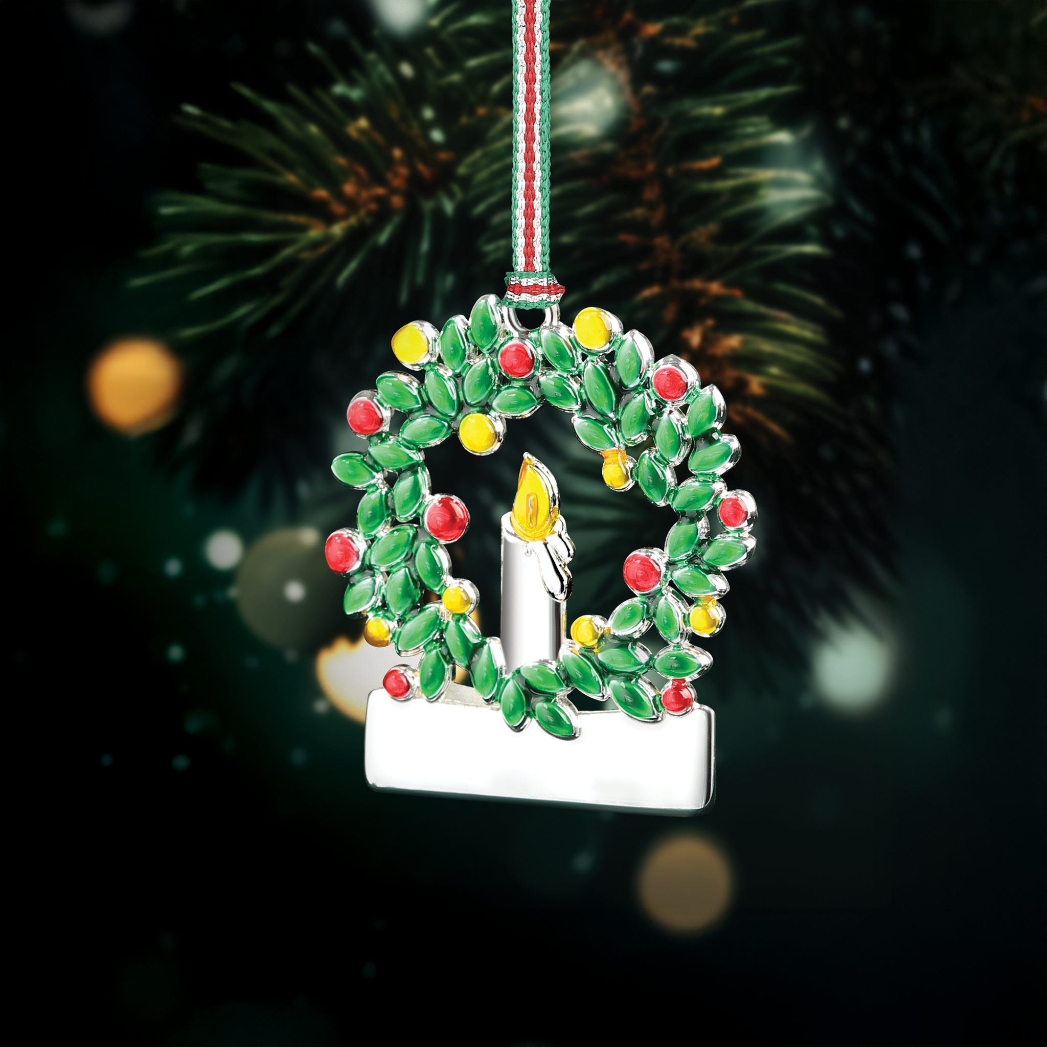 Newbridge Wreath with Candle Christmas Tree Decoration