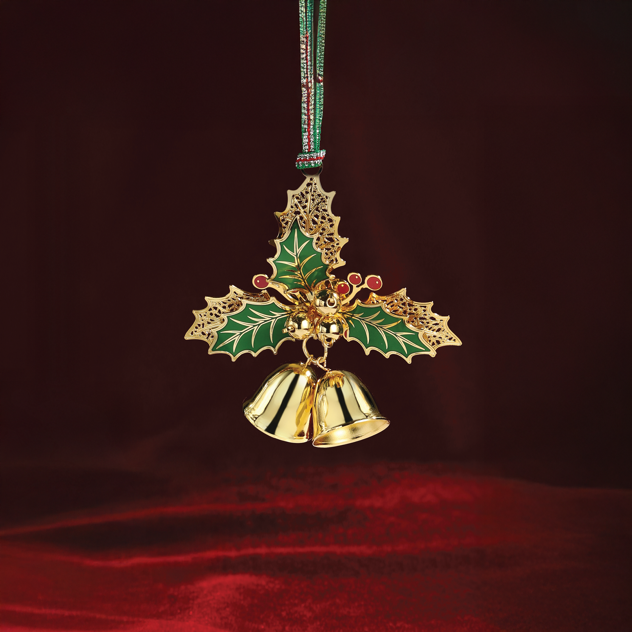Newbridge Gold Plated Holly Bells Christmas Tree Decoration