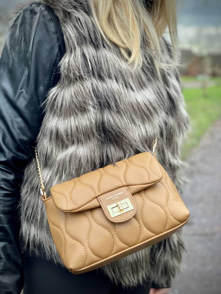 David Jones Camel Quilted Crossbody
