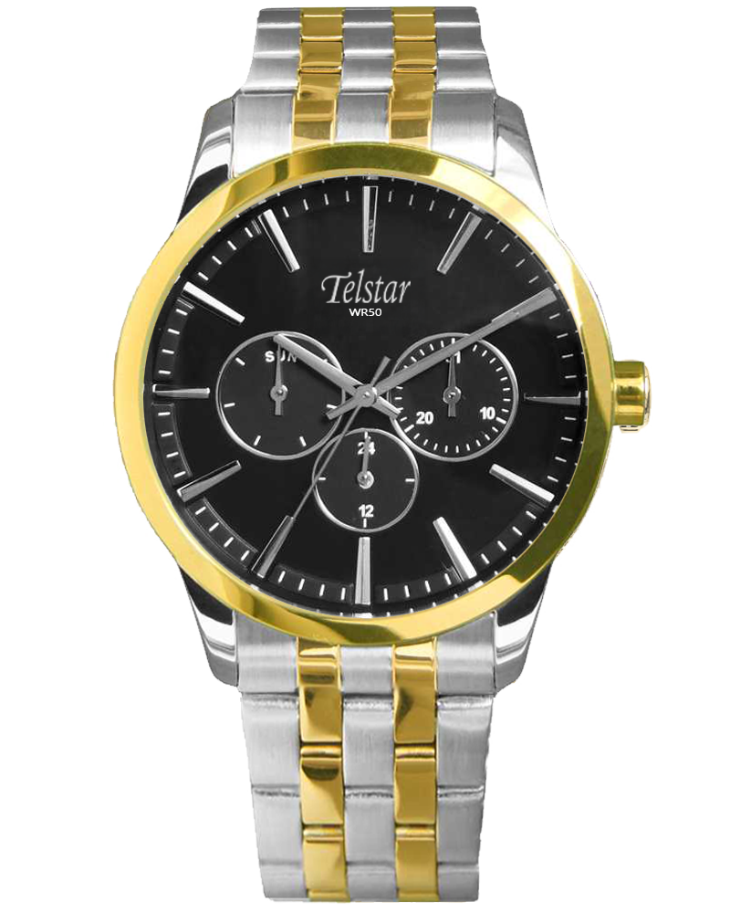 Telstar Manhattan Men's 2 Tone Watch Black Dial