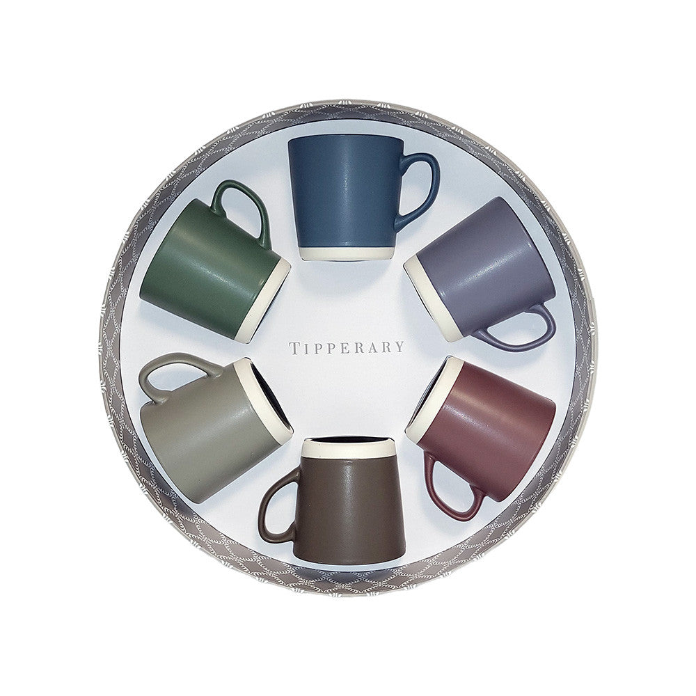 Set Six Pottery Mugs Tipperary