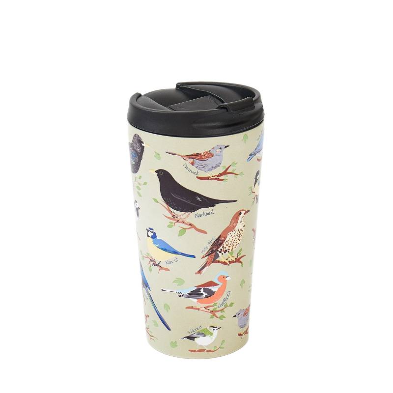 Green Wild Birds Thermal Coffee Cup