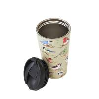 Green Wild Birds Thermal Coffee Cup