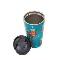 Teal Highland Cow Thermal Coffee Cup