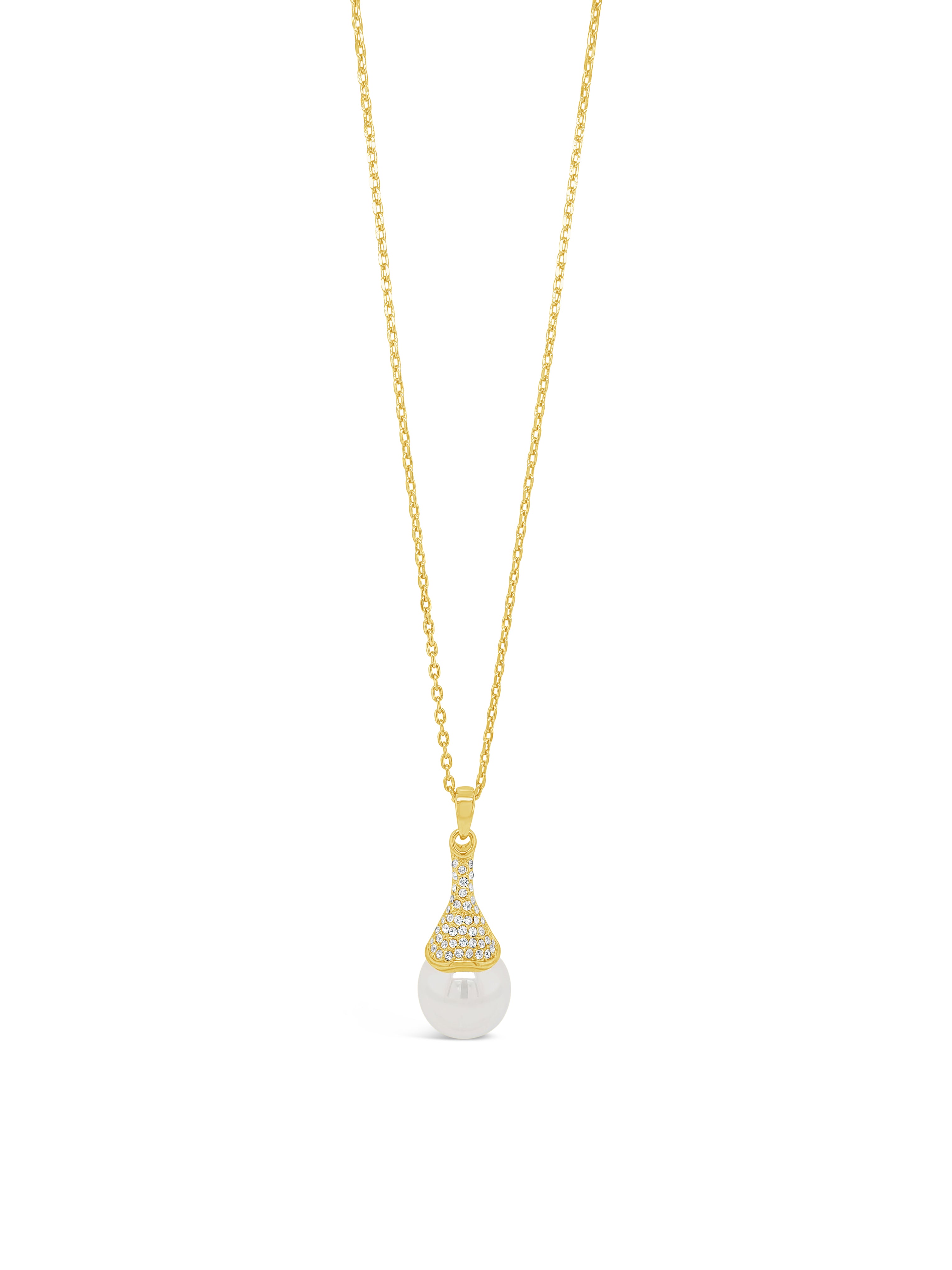 Absolute Gold Pearl Long Pendant And Drop Earrings Set