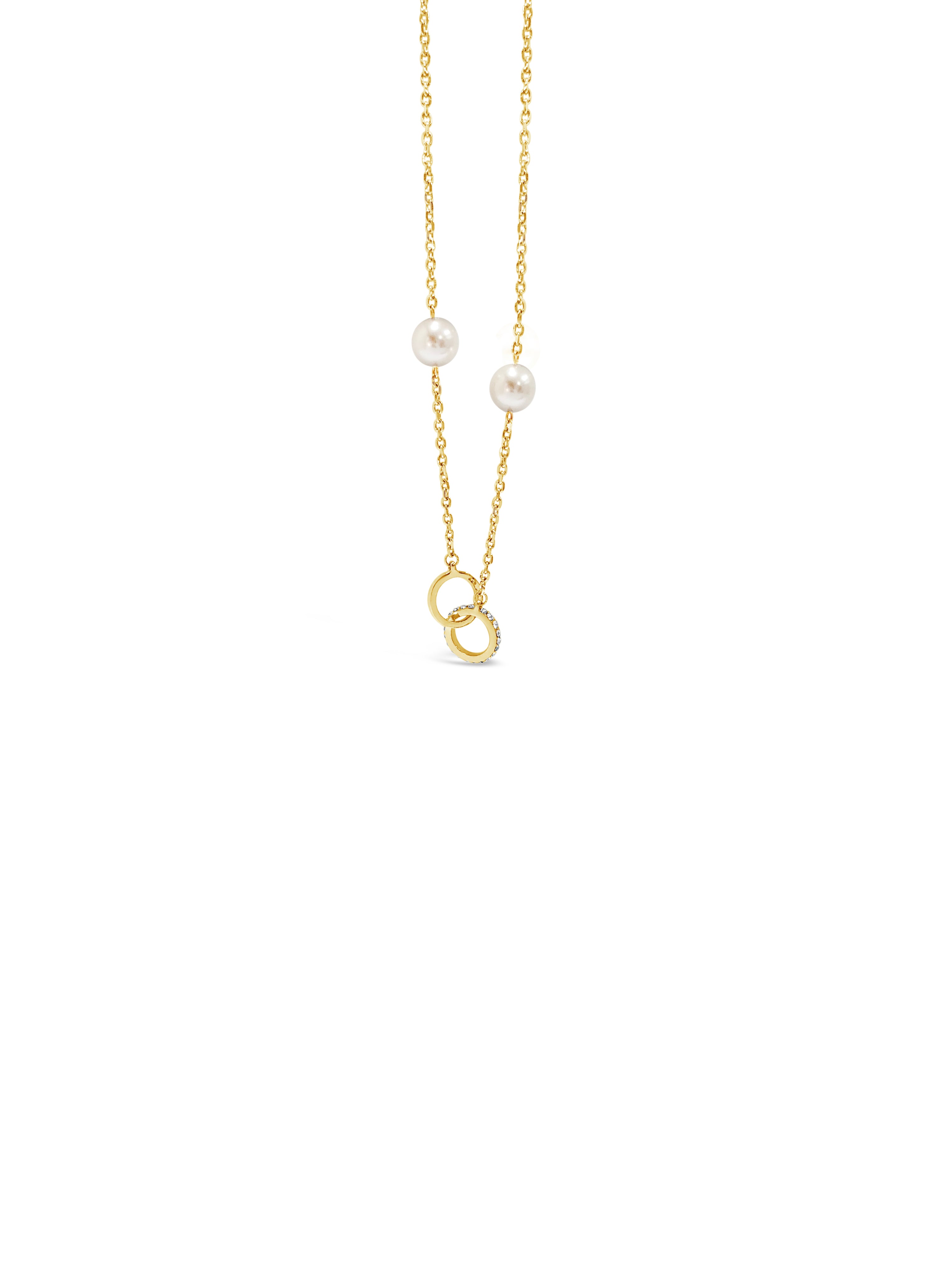 Absolute Gold Double Disc Pearl Pendant And Earring Set