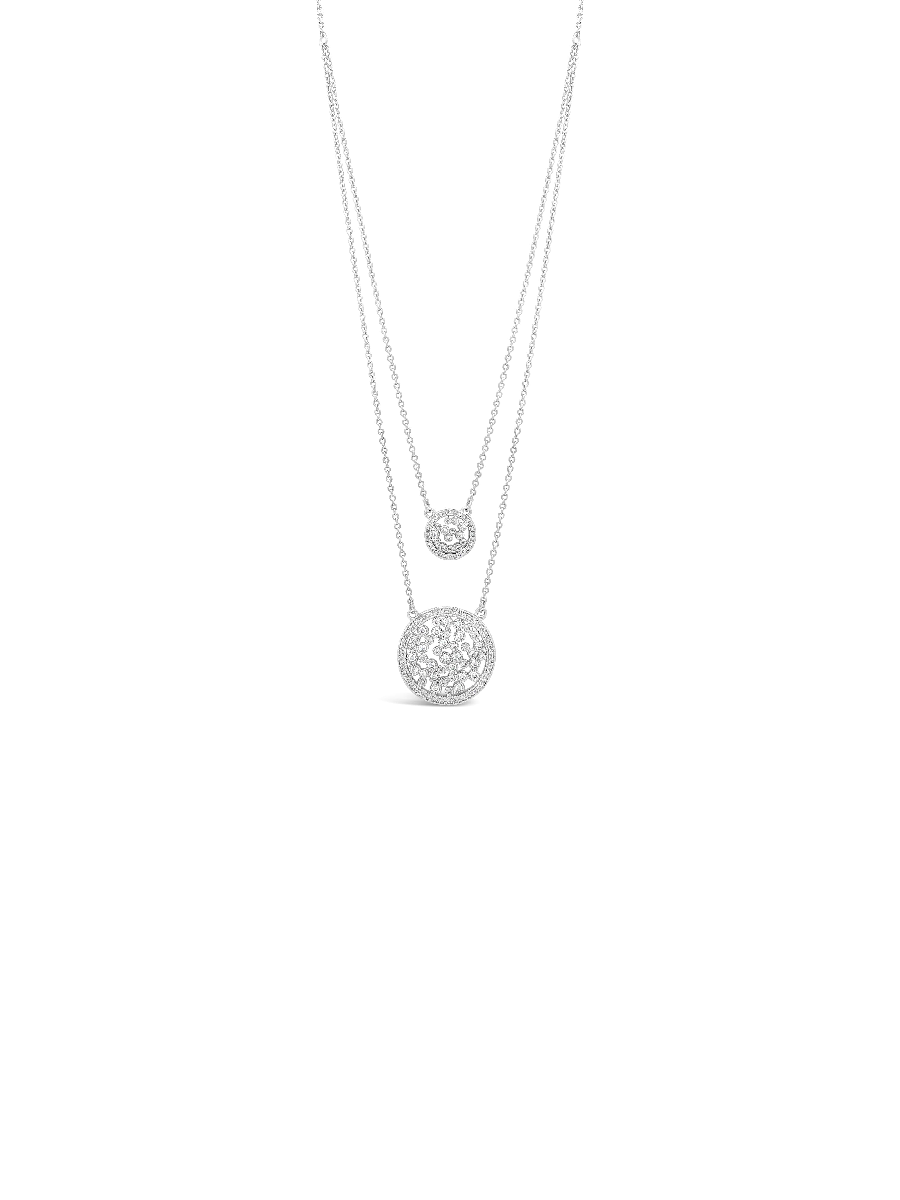 Absolute Silver Cubic Zicona Double Layered Circle Pendant And Earrings