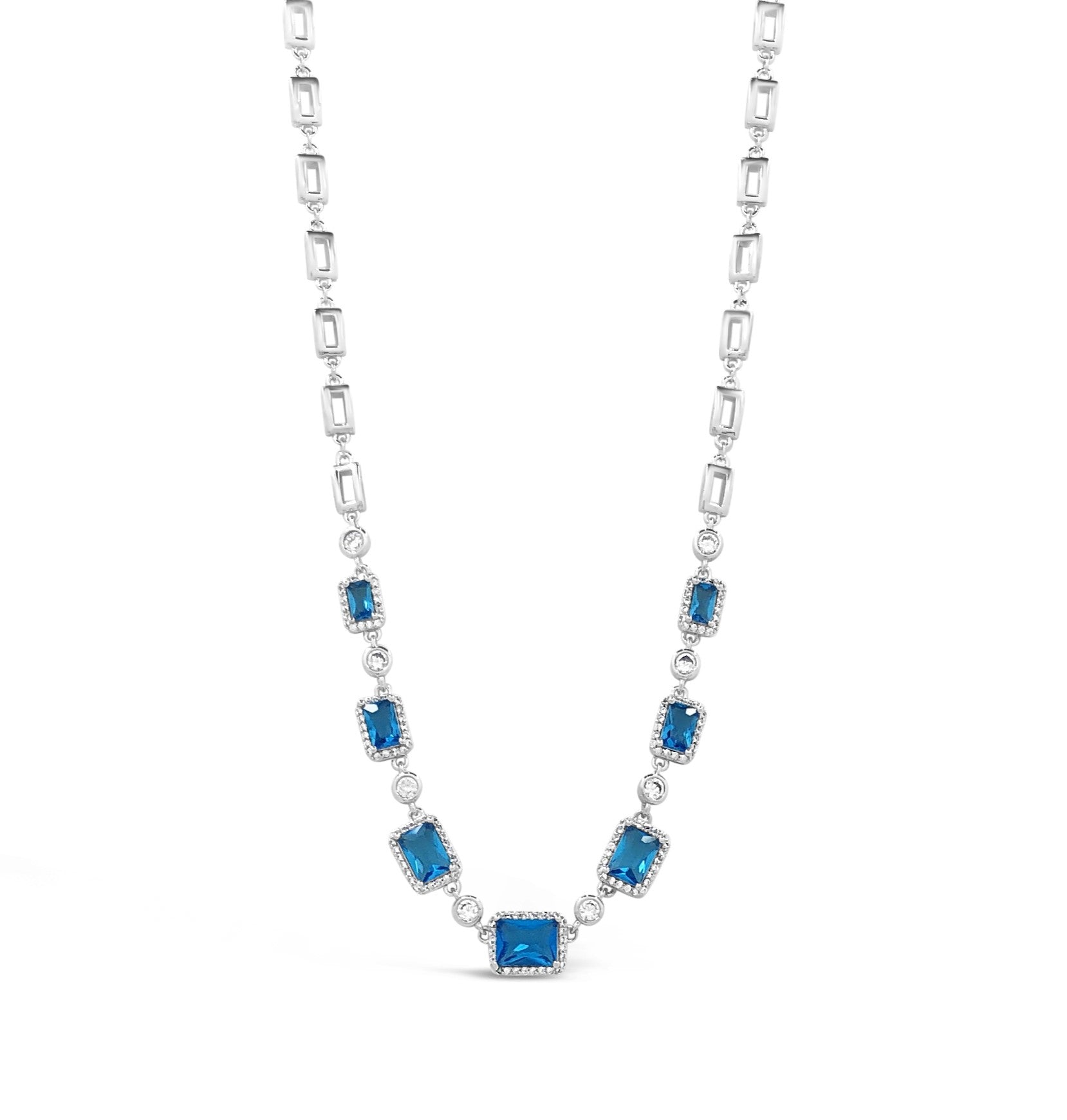 Absolute Silver Marine Blue Pendant And Stud Earring Set