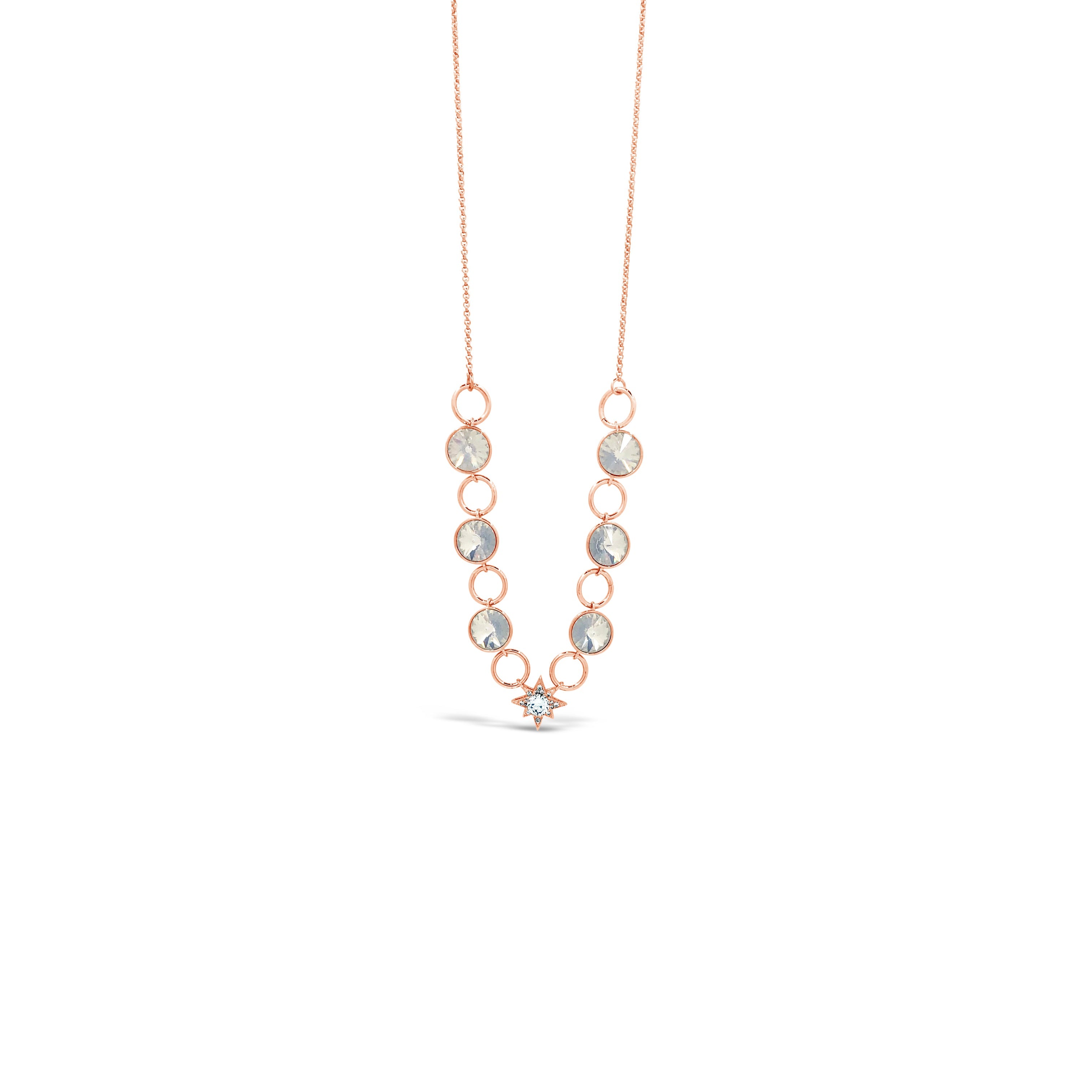 Absolute Rose Gold Opal Star Pendant And Drop Earrings Set
