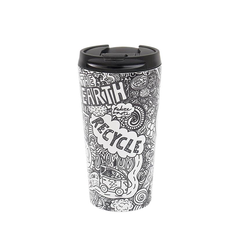 Save The Planet Thermal Coffee Cup Black and White