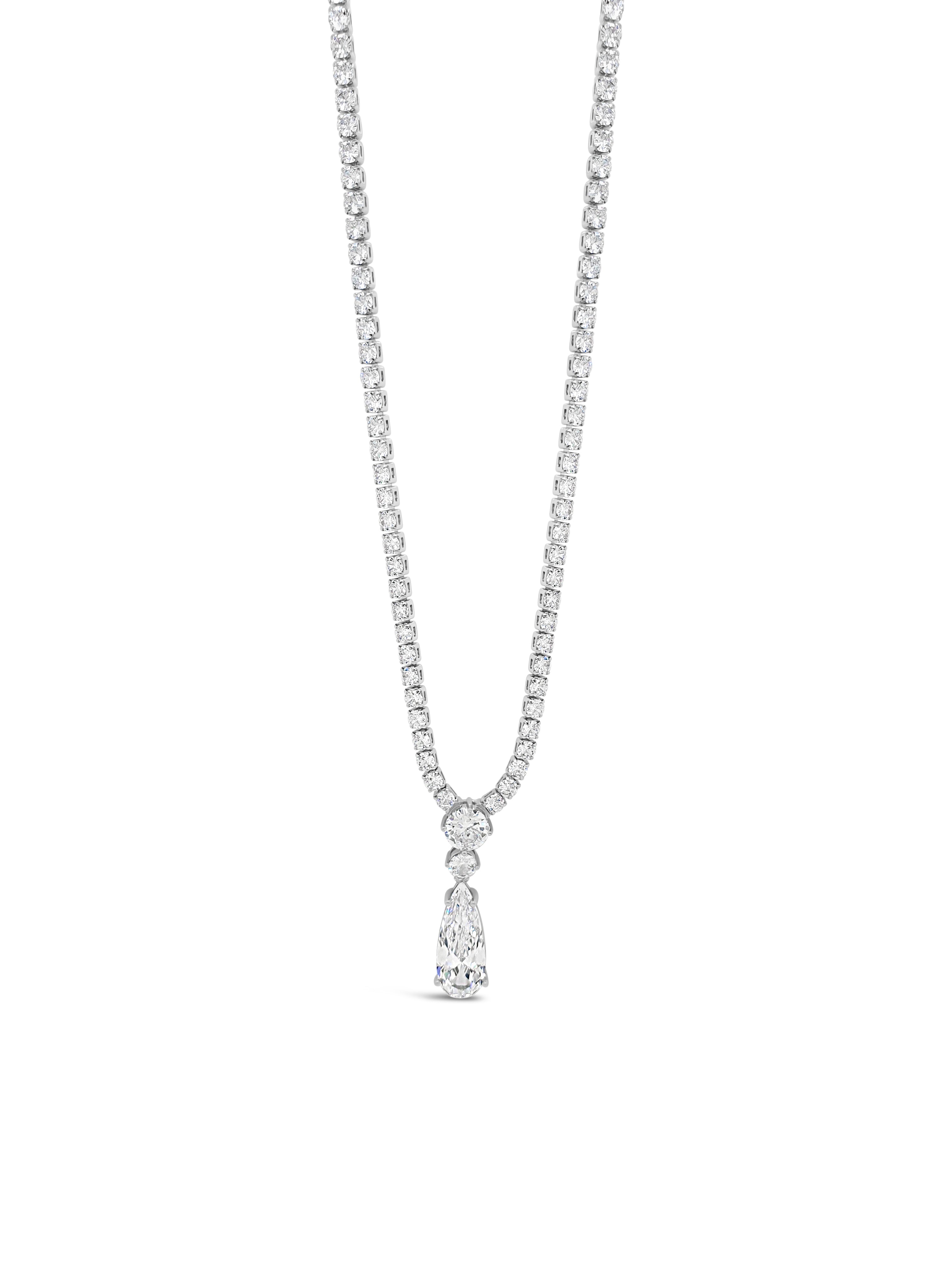 Absolute Silver Crystal Tear Drop Pendant