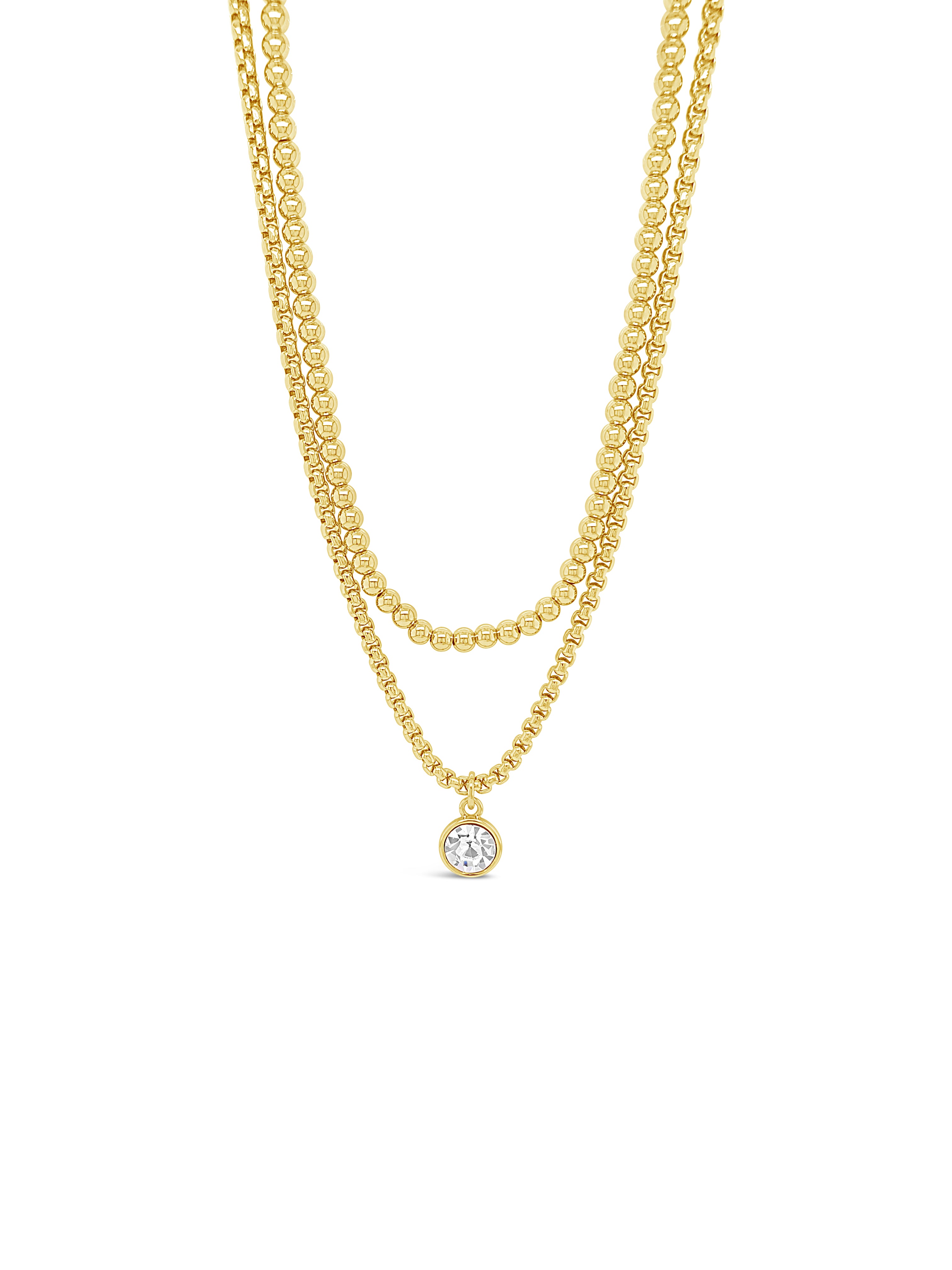 Absolute Gold Double Strand Pendant with Clear Stone