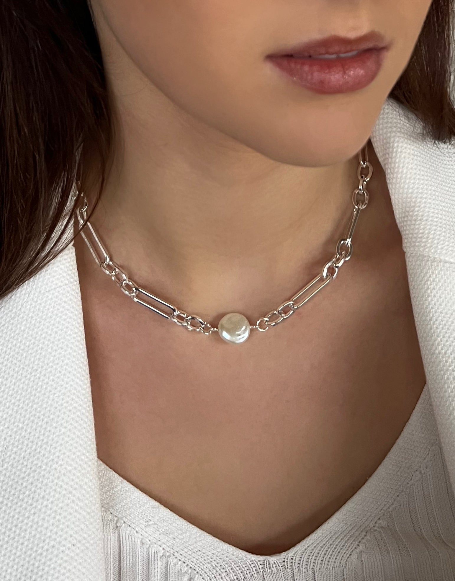 Absolute Silver Pendant with Pearl Disc