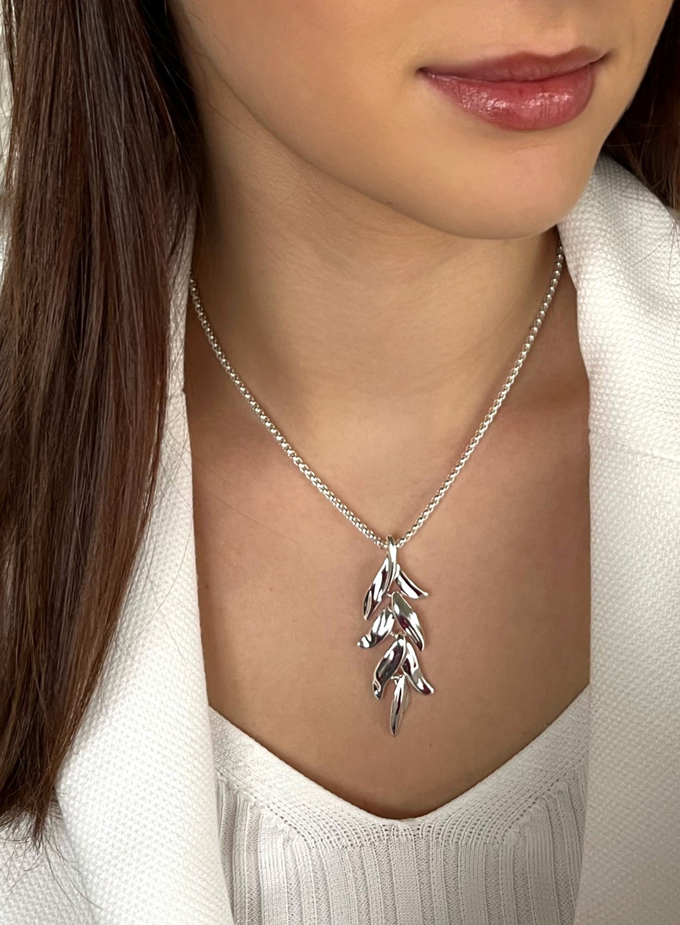 Absolute Silver Leaf Drop Pendant