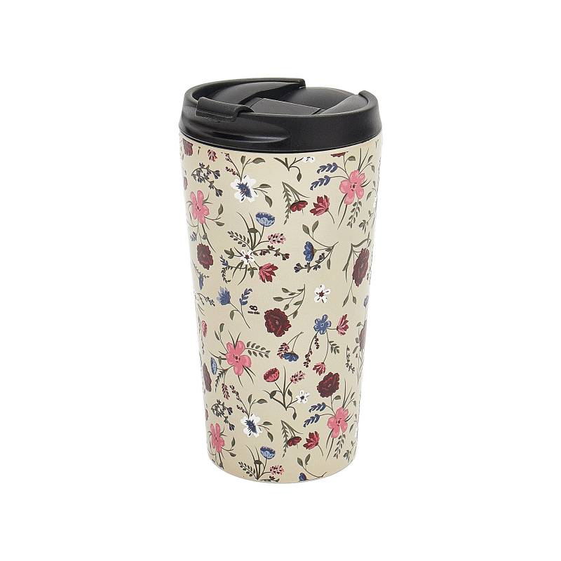 Beige Floral Thermal Coffee Cup