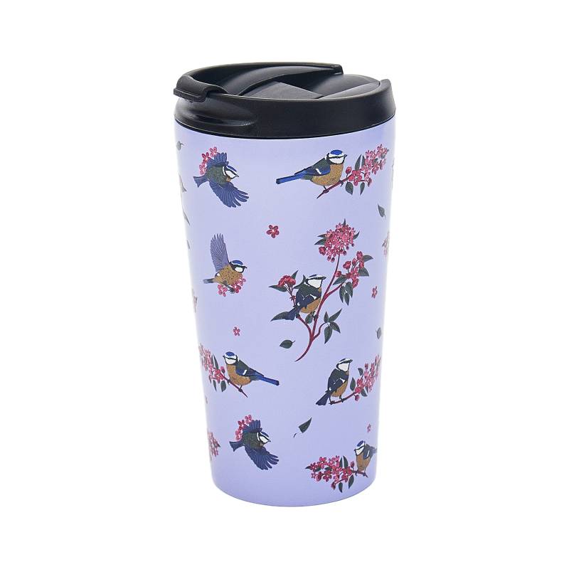 Lilac Blue Tits Thermal Coffee Cup