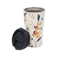 Beige Flowers Thermal Coffee Cup