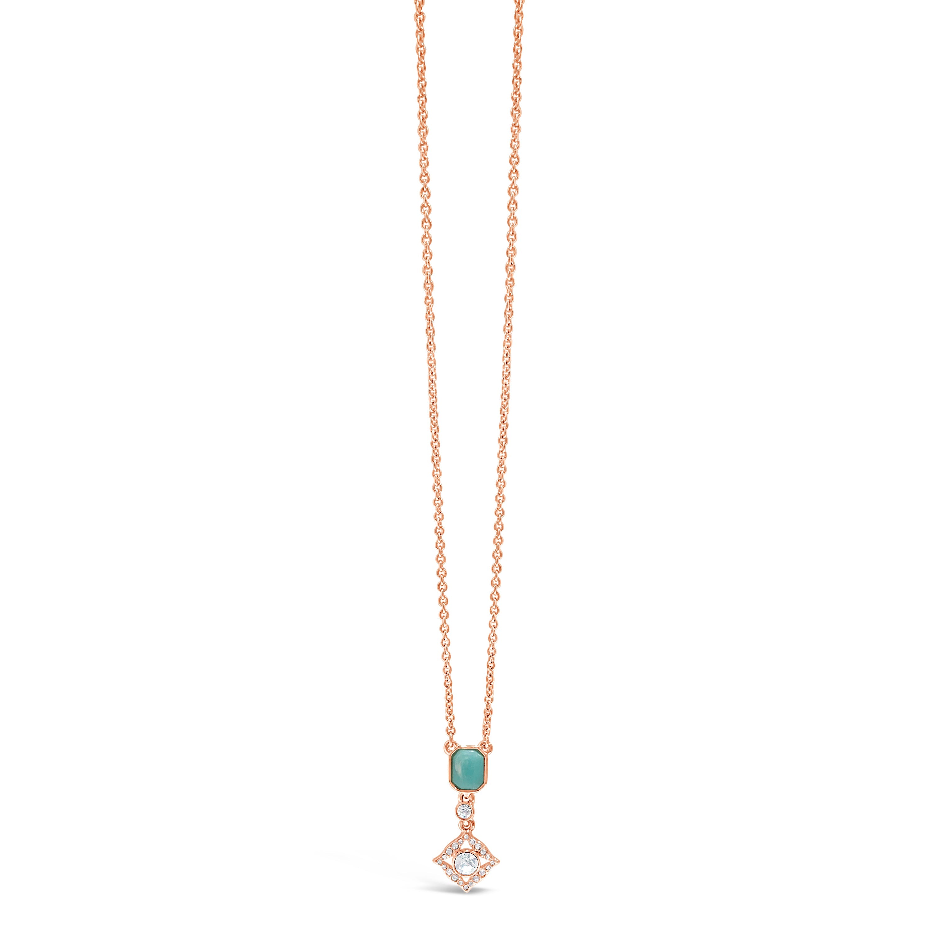 Absolute Rose Gold Aqua Pendant And Earrings Set