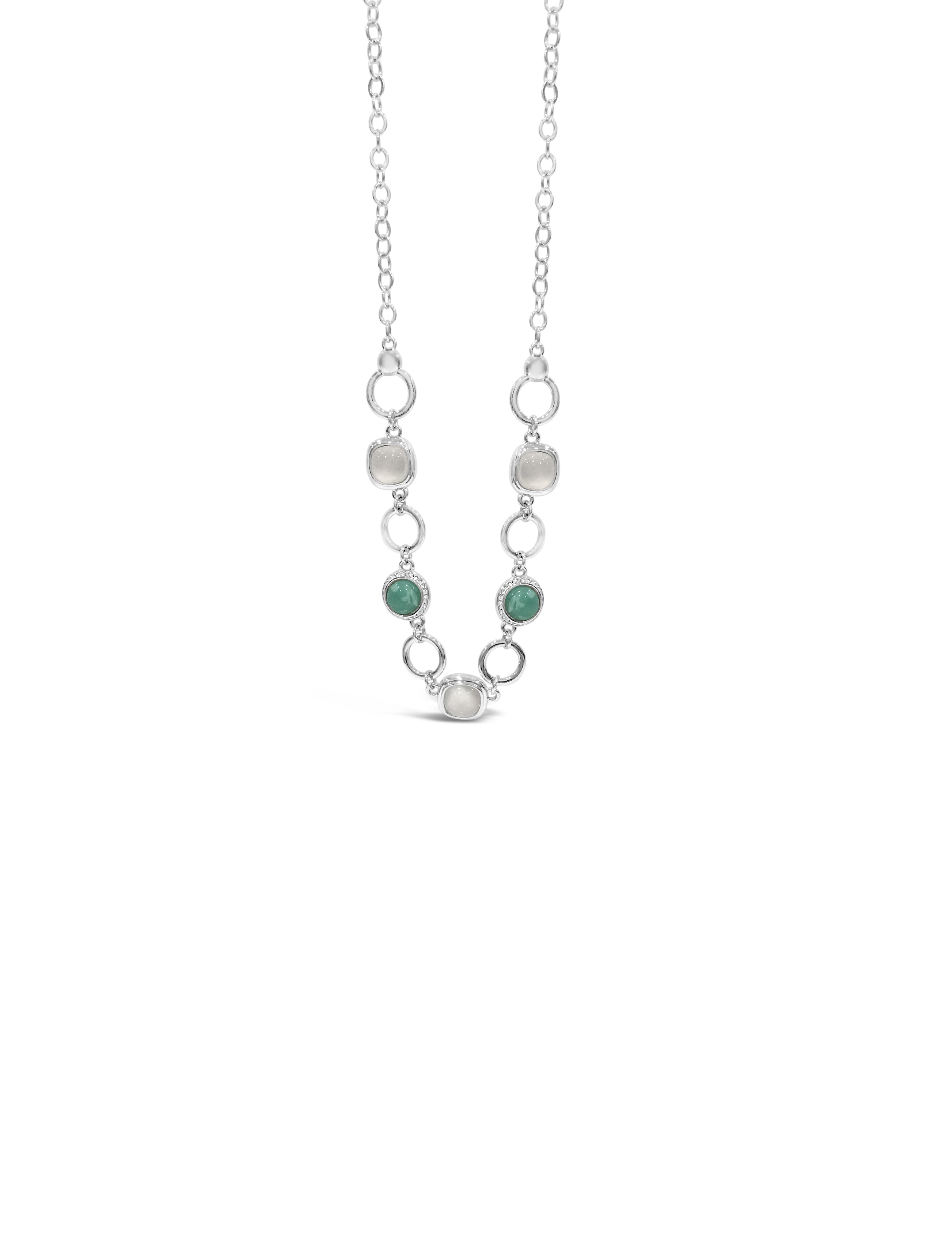 Absolute Silver Multi-coloured Stones Pendant And Earring Set
