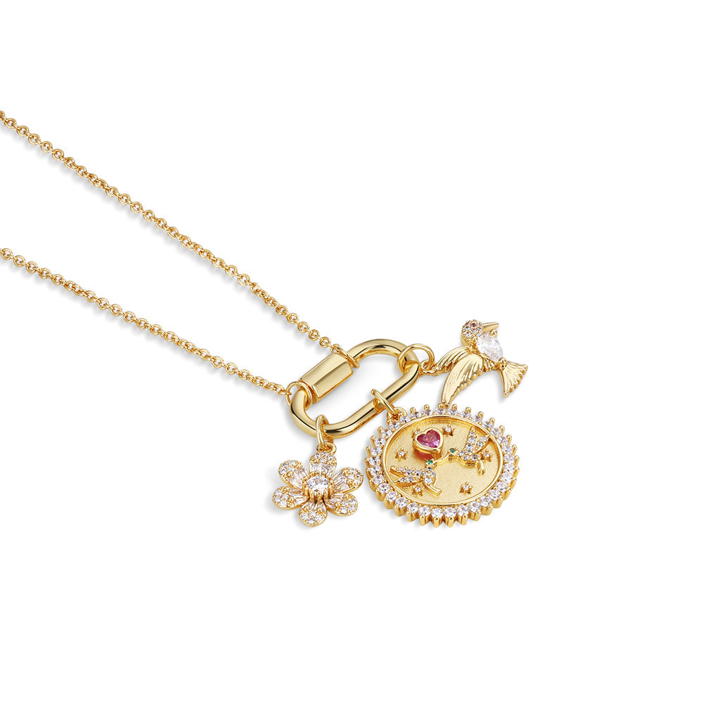 Newbridge Gold Plated Hummingbird Charm Necklace