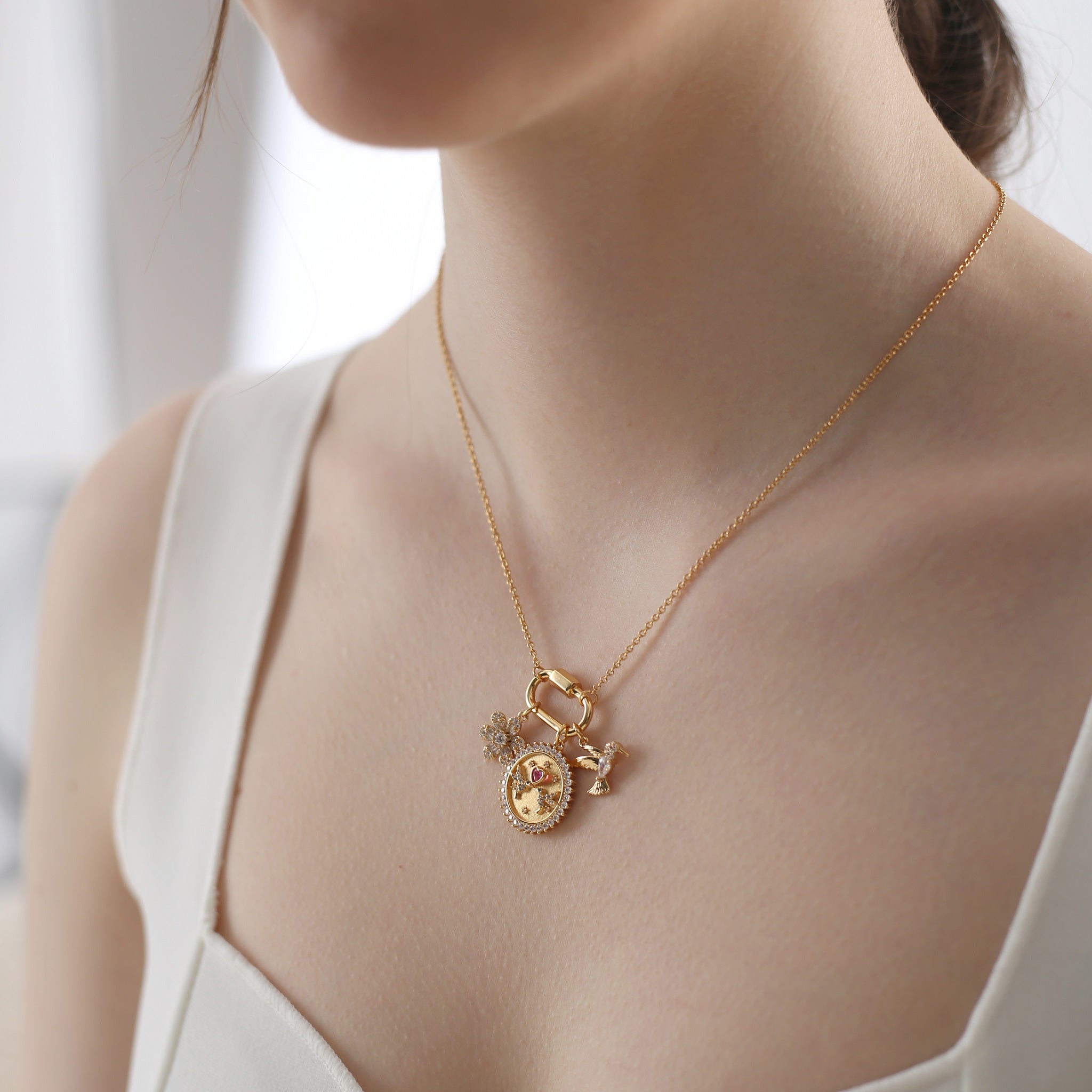 Newbridge Gold Plated Hummingbird Charm Necklace