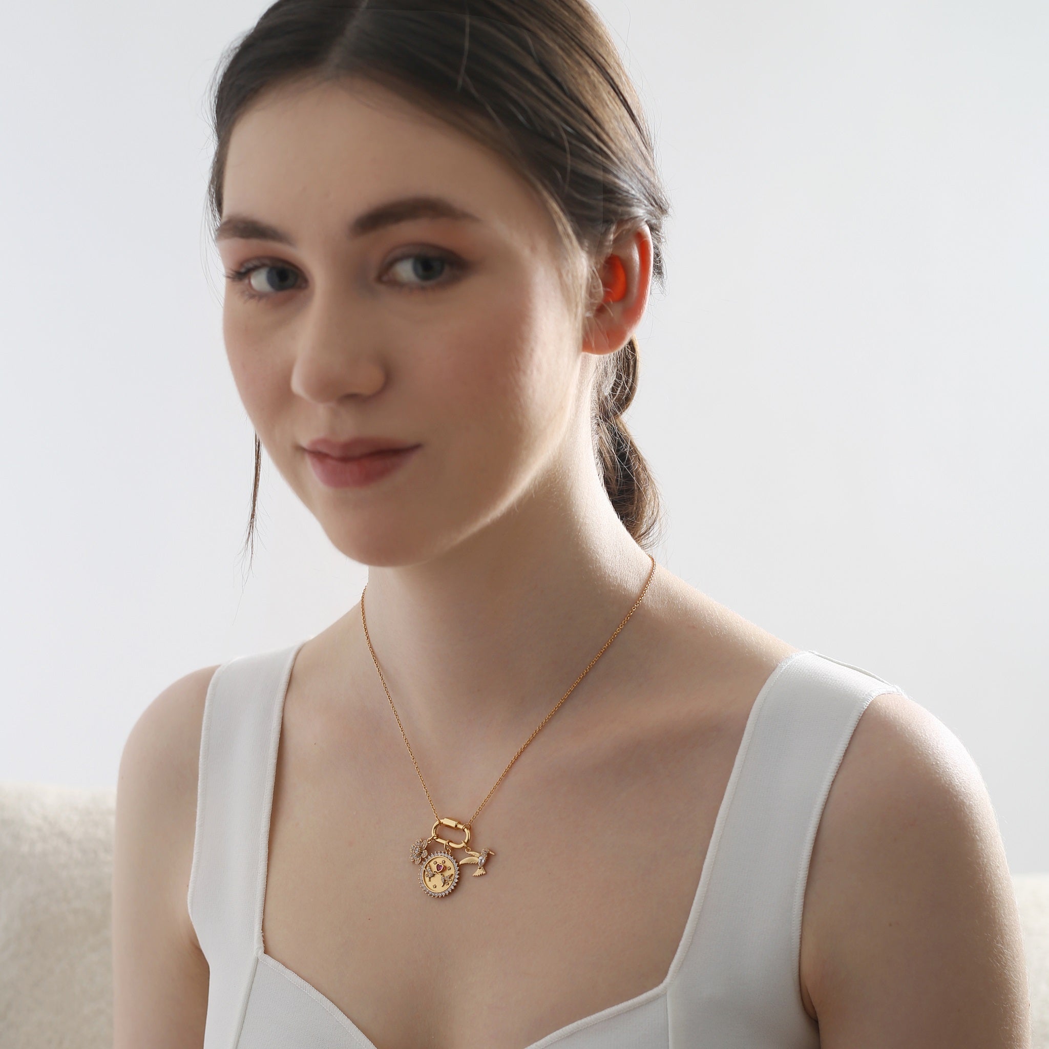Newbridge Gold Plated Hummingbird Charm Necklace